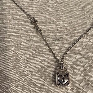 Brighton Heart and Key Pendant Necklace in Silver tone